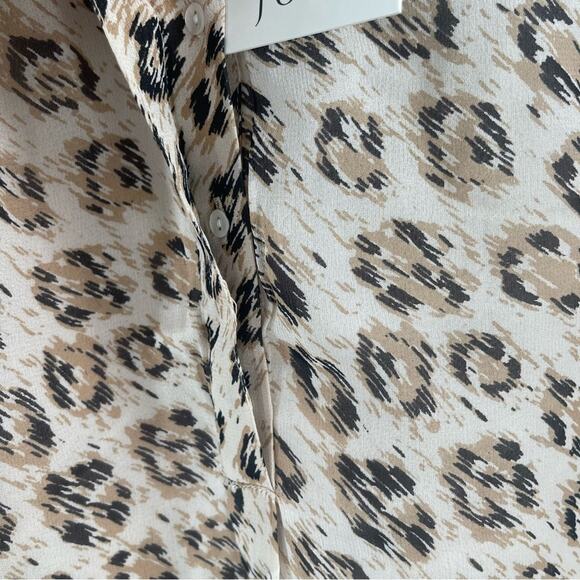 JOIE Blouse Medium Cordell 100% Silk Animal Print Cappuccino Business Office NWT - Picture 11 of 16